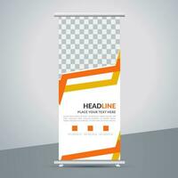 modern roll up banner template with abstract design vector