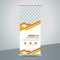 modern roll up banner template with abstract design vector