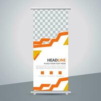 modern roll up banner template with abstract design vector