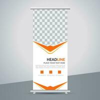 modern roll up banner template with abstract design vector