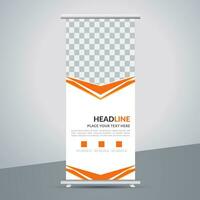 modern roll up banner template with abstract design vector