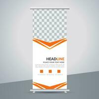 modern roll up banner template with abstract design vector