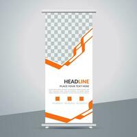 modern roll up banner template with abstract design vector