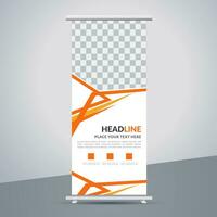 modern roll up banner template with abstract design vector