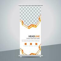 modern roll up banner template with abstract design vector