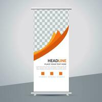 modern roll up banner template with abstract design vector