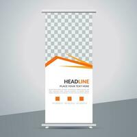 modern roll up banner template with abstract design vector