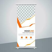 modern roll up banner template with abstract design vector