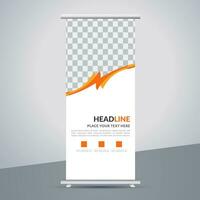 modern roll up banner template with abstract design vector