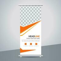 modern roll up banner template with abstract design vector