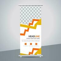 modern roll up banner template with abstract design vector