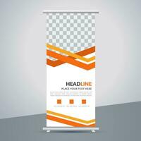 modern roll up banner template with abstract design vector