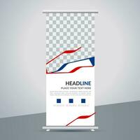 modern roll up banner template with abstract design vector