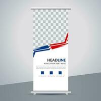 modern roll up banner template with abstract design vector