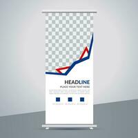 modern roll up banner template with abstract design vector