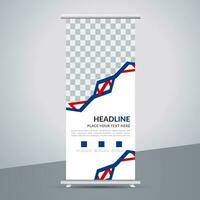 modern roll up banner template with abstract design vector