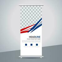 modern roll up banner template with abstract design vector