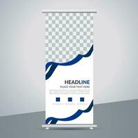 modern roll up banner template with abstract design vector