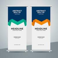 modern roll up banner template with abstract design vector