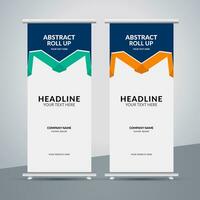 modern roll up banner template with abstract design vector