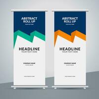 modern roll up banner template with abstract design vector