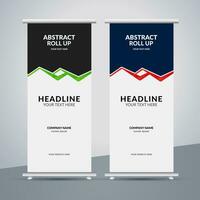 modern roll up banner template with abstract design vector