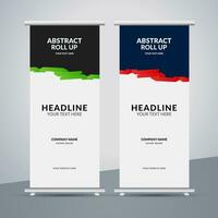 modern roll up banner template with abstract design vector