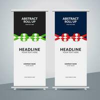 modern roll up banner template with abstract design vector