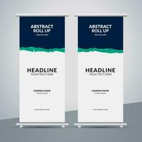 modern roll up banner template with abstract design vector