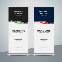 modern roll up banner template with abstract design vector