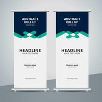 modern roll up banner template with abstract design vector