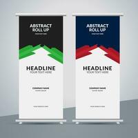 modern roll up banner template with abstract design vector