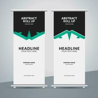 modern roll up banner template with abstract design vector