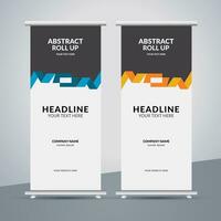 modern roll up banner template with abstract design vector