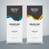 modern roll up banner template with abstract design vector