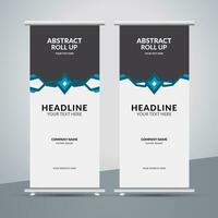 modern roll up banner template with abstract design vector