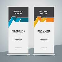 modern roll up banner template with abstract design vector