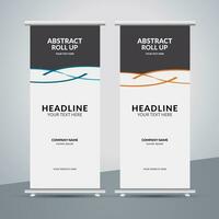 modern roll up banner template with abstract design vector