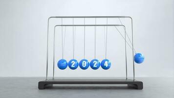 Newton's cradle with the number 2024 video