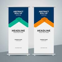 modern roll up banner template with abstract design vector