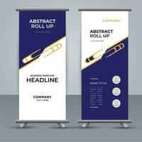 modern roll up banner template with abstract design vector