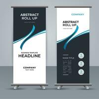 modern roll up banner template with abstract design vector