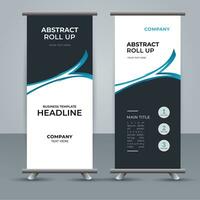 modern roll up banner template with abstract design vector