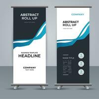 modern roll up banner template with abstract design vector