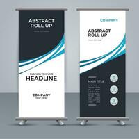 modern roll up banner template with abstract design vector