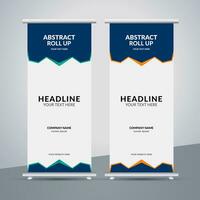 modern roll up banner template with abstract design vector