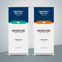 modern roll up banner template with abstract design vector