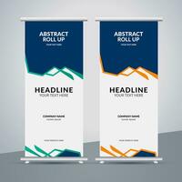 modern roll up banner template with abstract design vector