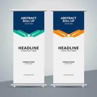 modern roll up banner template with abstract design vector