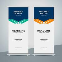 modern roll up banner template with abstract design vector